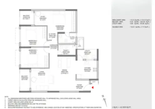 Godrej Madison Avenue Apartment 3 BHK apartment floor plan image by Godrej Properties located at Golden Mile Rd, Kokapet, Neopolis, Hyderabad Telangana