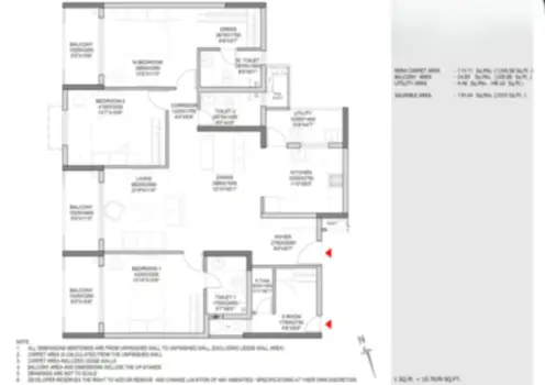 Godrej Madison Avenue Apartment 4 BHK apartment floor plan image by Godrej Properties located at Golden Mile Rd, Kokapet, Neopolis, Hyderabad Telangana